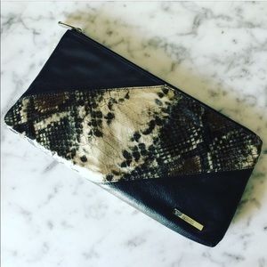Kenneth Cole Faux Black Leather Snakeskin Clutch
